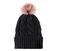 1 Piece of Fur Ball Knitted Hat, Women's Winter Hat, Dome Hat, Windproof Woolen Hat, Winter Thickened Warm Hat, Women's Outdoor Sports Warm Winter Hat, Beanie Hat (Black)