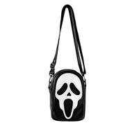 1 Piece of Ghost Face Shoulder Bag, Skull Fashion Shoulder Bag, Crossbody Armpit Small Square Bag, Leather Mobile Phone Wallet, Cute and Funny Ghost Face Leather Bag