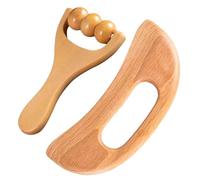 1 Piece of Gua Sha Board and 1 Piece of Roller, Massager, Wooden Massage Tool, Multi-Function Roller, Muscle Relaxation Tool, Suitable for Neck, Back, Legs, Etc.