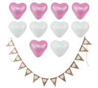 1 Piece Of Hemp Cloth Flag, 10 Pieces Of Love Balloons, Love Triangle Flag, Retro Love Banner, Linen Triangle Garland, Party Scene Decoration