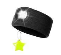 1 Piece of Knitted Headband Light, With 1 Piece of Star Pendant, Luminous Headband, Elastic Sports Light, Suitable for Outdoor Night Running, Cycling, Mountain Climbing, Camping (Black)