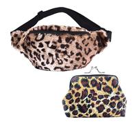 1 Piece of Leopard Plush Waist Bag, 1 Piece of Leopard Small Wallet, Creative Multi-Functional Crossbody Bag, Adjustable Storage Bag, Outdoor Leisure Bag.