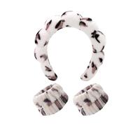1 Piece Of Leopard Print Headband And 2 Pieces Of Wristband, Plush Headband, Anti-Slip Headband, And Water-Absorbing Headband, Suitable For Face Washing, Makeup, And Beauty.