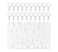 1 Piece of Letter Silicone Mold, 20 Pieces of Metal Keychain, Perforated English Letter Epoxy Mold, DIY Handmade Accessories.