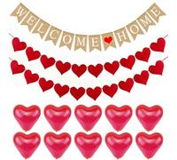 1 Piece Of Linen Pull Flag And 2 Pieces Of Love Pull Flag, Equipped With 10 Pieces Of Love Balloons, Welcome Home Banner, Home Decoration