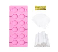 1 Piece of Lollipop Mold and 100 Pieces of Packaging Bags, Equipped with 100 Pieces of Tie Wire and 100 Pieces of Paper Sticks, Silicone Candy Molds, Baking Supplies
