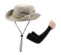 1 Piece of Men's Sun Hat, 1 Pair of Sleeves, Women's Fisherman Hat, Men's Summer Hat, Outdoor Hiking Hat, Fishing Hat Black