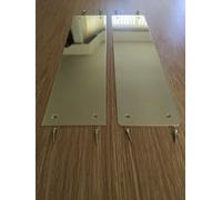 1 Piece of Mirror Polished Brass Door Push Finger Metal Plates Cover - Fixings Included - Square or Rounded Corners (Rounded Corners, 400mm x 75mm)