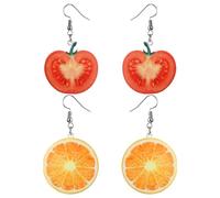 1 Piece of Orange Earrings, 1 Piece of Tomato Earrings, Fruit Earrings, Acrylic Earrings, Small Fresh Earrings, Cartoon Interesting Earrings, Fashion Accessories