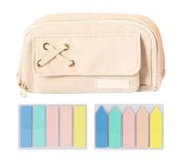 1 Piece of Pencil Case and 2 Pieces of Sticky Notes, Large Capacity Pencil Case, Label Stickers, Index Stickers, Student Stationery, School Supplies