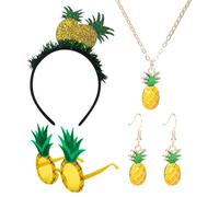 1 Piece Of Pineapple Headband, 1 Piece Of Necklace, 1 Piece Of Glasses And 1 Pair Of Earrings, Cute And Creative Headbands, Interesting Headbands, Party Clothing Accessories