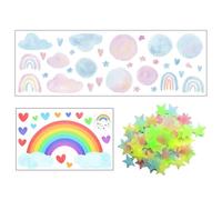 1 Piece of Rainbow Wall Sticker, 1 Piece of Cloud Wall Sticker and About 50 Pieces of Star Stickers, Luminous Wall Stickers, Children's Room Decorations, Creative Decorative Wall Stickers