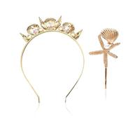 1 Piece Of Shell Crown Headband, 1 Piece Of Conch Clip, Women'S Fashion Hair Accessories, Beach Headband Decoration, Clothing Dress Hairstyle Decoration