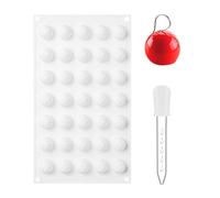 1 Piece of Silicone Baking Mold, 1 Piece of Dropper, Ball Dessert Mold, Chocolate Mold, Ball Truffle Mold, DIY Ball Mold, Suitable for Ice Cubes, Jelly, Candy