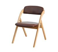 1 Piece of Solid Wood Folding Chair, Home Backrest Chair, Space Saving Chair, Conference Chair, PU Seat Surface, Smooth and Easy to Maintain(Reddish Brown)