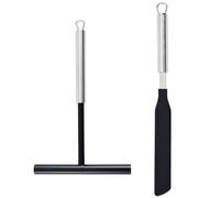 1 Piece of Spatula, Nylon Spatula (Black) (34.5cm*3cm), with 1 Piece of Pancake Spreader (Black) (19.5cm*12cm), Suitable for Making Cakes and Pancakes