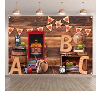 1 piece of wooden board Welcome Back to School backdrop. It serves as a party photo background with elements like pencils book
