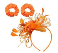 1 Piece Orange Feather Headband With 2 Hair Ties - Headdress for Wedding, Hair Accessories and Hat for Women