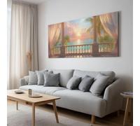 1 Piece Palm Tree Sunset Golden Glow Sea Canvas Wall Art Painting, Coastal Wall Decor, HD Printed Posters Artwork for Living Room Bedroom Hallway or Entryway Home Decorations, 160 x 80 cm Unframed