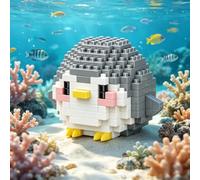 1 Piece Penguin Collectible Figurine,Cute Arctic Bird Building Block Statue,Adorable Marine Life Sculpture, Handcrafted Plastic Ornament,Compact Decor for Desktop, Home, Office and Shelf Display