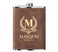 1 Piece Personalised Hip Flask Groomsmen Best Man Gifts 8 Oz Engraved Stainless Steel Alcohol Flasks for Wedding Birthday Christmas Custom Gift Flask for Men Women, Brown