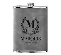1 Piece Personalised Hip Flask Groomsmen Best Man Gifts 8 Oz Engraved Stainless Steel Alcohol Flasks for Wedding Birthday Christmas Custom Gift Flask for Men Women, Grey