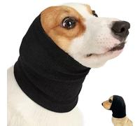 1-Piece Pet Ear Cover & Neck Wrap - Waterproof Canine Hood for Bathing/Grooming | Noise-Reducing Calming Accessory in Black (Medium Size) for Dogs & Cats