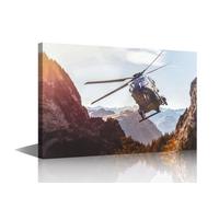 1 Piece Pictures for Living Room German Military Helicopter Wall Art Prints on Canvas Aircraft Painting Modern Artwork Wall Decor for Bedroom Office Bathroom Decor Ready to Hang, 24x16in