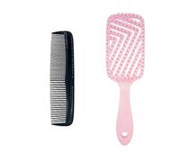 1 Piece Pink Air Cushion Comb And 1 Piece Black Comb, Hollow Hair Comb, Fluffy Hair Styling Comb, Portable Mini Comb, Hair Salon Tool.