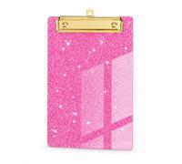 1-Piece Pink Clipboard,5.9x3.94in Transparent Flash Clipboard | Compact Document Holder with Secure Clip for Office, School and Desktop Memo Organisation