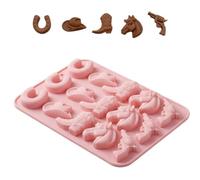 1-Piece Pink Cowboy Silicone Mold, Western Theme Baking Tool for Chocolate Candy Cupcake Decorations, Hat Boot Horse Saddle Shapes