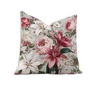 1 Piece Pink Outdoor Cushions 35x35 cm/13.8x13.8 in Lily Cushion Covers with Zipper Velvet Square Throw Pillow Cover, Decorative Pillowcases for Park Chair Balcony Bed Garden, Gifts for Women 2B-557