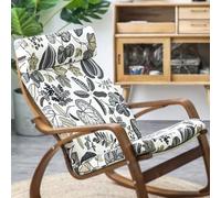 1 Piece Poang Chair Armchair Cushion, Soft Rocking Chair Cushion Replacement with Removable Cover Poang Chair Cotton Cushion Non Slip,Thick Padded,Gray Leaves