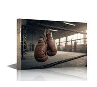 1 Piece Red Boxing Gloves Wall Art for Living Room Boxing Posters Prints on Canvas Wall Decor Art Fitness Wall Art Modern Artwork Framed Ready to Hang (24''Wx36''H)