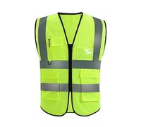 1 Piece Reflective Safety Vest - Fluorescent Yellow Warning Vest with Pockets, All-Day Work & Night Running on Bicycles