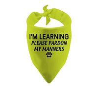 1 Piece Resue I'm Learning Please Pardon My Manners Dog Bandana Give Space Rescue Dog Bandana Pardon Dog Scarf (I'M LEARNING Please Pardon My Manners)