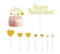 1 Piece Retirement Cake Topper, 7 Love Inserts, Happy Retirement Cake Topper, Decorative Cake Accessories, Party Decoration Supplies. Cake Retirement Pattern Decoration Accessories(Gold)