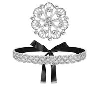 1 Piece Rhinestone Belt And 1 Piece Rhinestone Brooch, Dress Decorative Belt, Ele Belt, Sparkling Belt, Women'S Accessories
