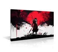 1 Piece Samurai Posters Wall Art Red Sun and the Samurai Picture living Room Decor, Middle Ages Wall Canvas Wall Art for Bedroom Living Room Decor Canvas Prints Artwork Office Decorations 24"Wx36"H