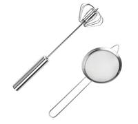 1 Piece Semi-Automatic Egg Beater, 1 Piece Twill Flour Sifter, Manual Egg Beater, Handheld Milk Frother, Food Mixer, Hand Mixer for Baking