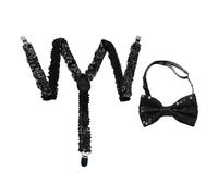 1 Piece Sequin Strap And 1 Piece Bow Tie, Men'S Strap, Stretch Strap, Clothing Accessories, Party Clothing Accessories