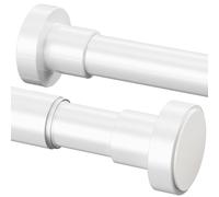 1 piece shower curtain rod without drilling Extendable telescopic rod curtain stainless steel shower curtain rod,curtain rods for closet,bathroom,balcony,shower curtain(185-250cm,φ25mm，white）