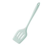 1 Piece Silicone Kitchen Turner Solid and Slotted Design, Extra-Length Non-Stick Spatula for Flipping, Pressing, and Cooking Fish, Eggs, Pancakes (Green)