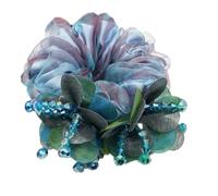 1 Piece Silk Flower Hair Scrunchie for Women Large Stretchy Silk Elastic Ponytail Holder Floral Headband Fancy Hair Accessories for Thick Hair