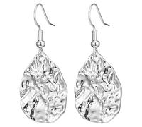1 Piece Silver Teardrop Hammered Dangly Drop Earring for Women,Silvers Drop Earrings,Woman Apricot Shaped Silver Texture Printed Dangle Ear Drop,for Women Jewellery Handmade Earrings for Gift