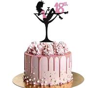 1 Piece Sitting Girl Cake Decoration, 18th Birthday Cake Topper Glitter High Heel Girls Cake Decoration for Girls Lady Spa Bachelorette Theme Birthday Party Cake Decorations Supplies Pink