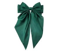 1 Piece Solid Color Streamer Bow Hair Clip - Large Tassel Hair Accessories for Women (Green)
