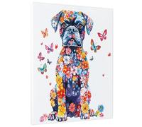 1 Piece Spring Cute Boxer Dog Canvas Prints Wall Art 8 * 12, Flower Butterflies Vertical Wall Art for Living Room Bedroom, Small Large Pet Puppy Bathroom Decor Wall Art Women Men