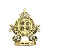 1 Piece St. Benedict Cross Craft Ornament Enamel Metal Saint Benedict Statue Car Home Office Table Decoration Religious Blessing Decor