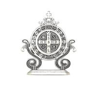 1 Piece St. Benedict Cross Craft Ornament Enamel Metal Saint Benedict Statue Car Home Office Table Decoration Religious Blessing Decor